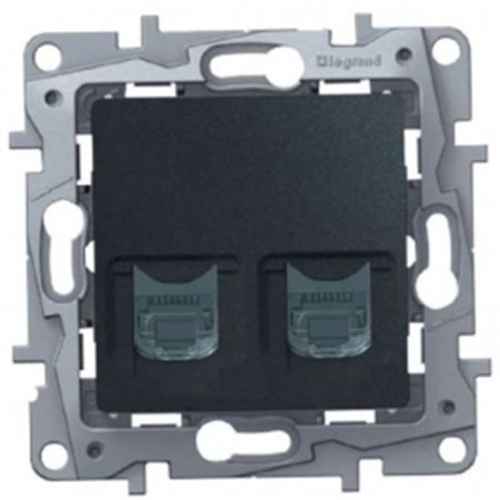Розетка RJ11+RJ45 кат5 UTP антрац. Legrand ETIKA