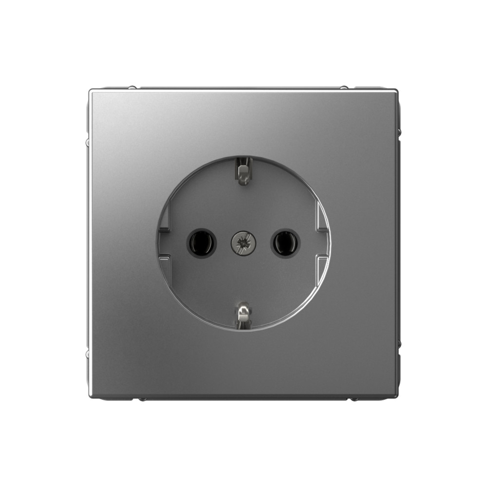 Розетка с заземлением, 16А, механизм, СТАЛЬ