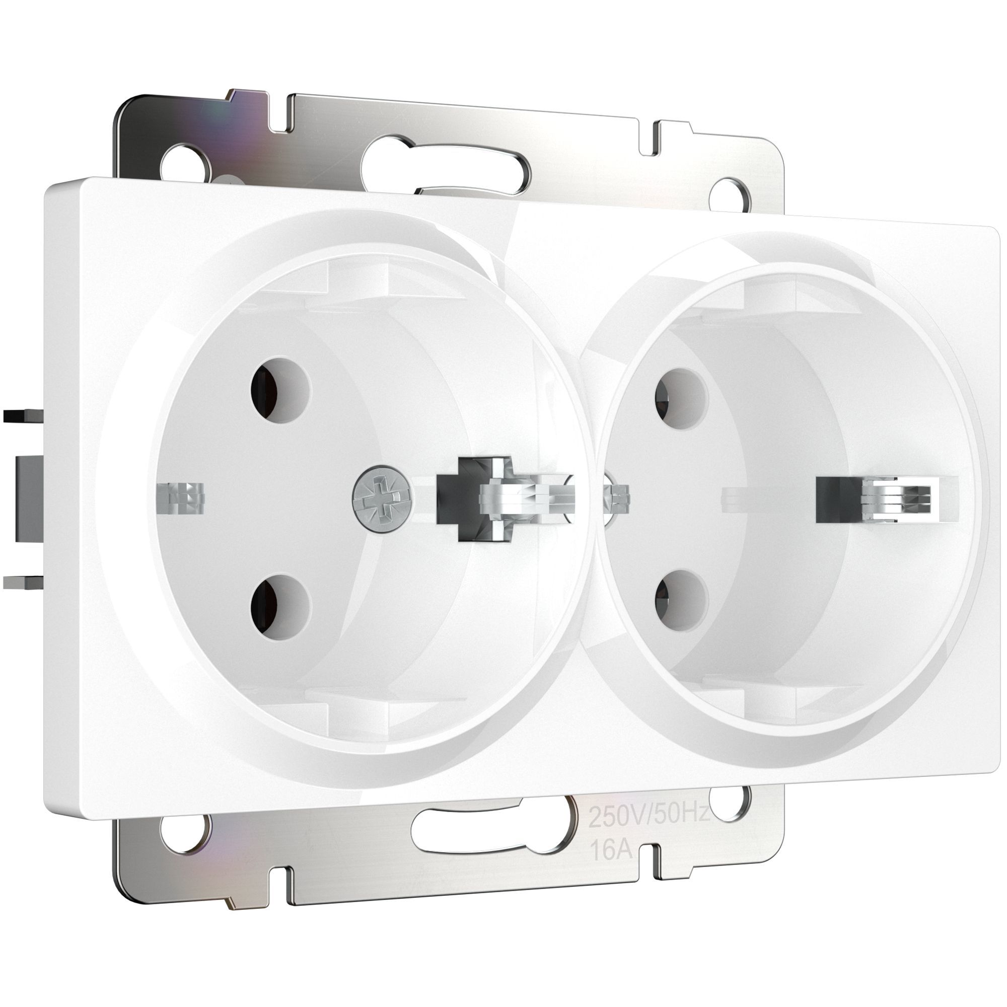 W1172001/ Розетка двойная с заземлением (белый)