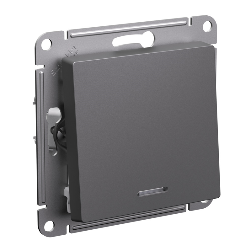 1-клавишный ВЫКЛЮЧАТЕЛЬ с подсветкой сх.1, 10АХ, механизм, БАЗАЛЬТ