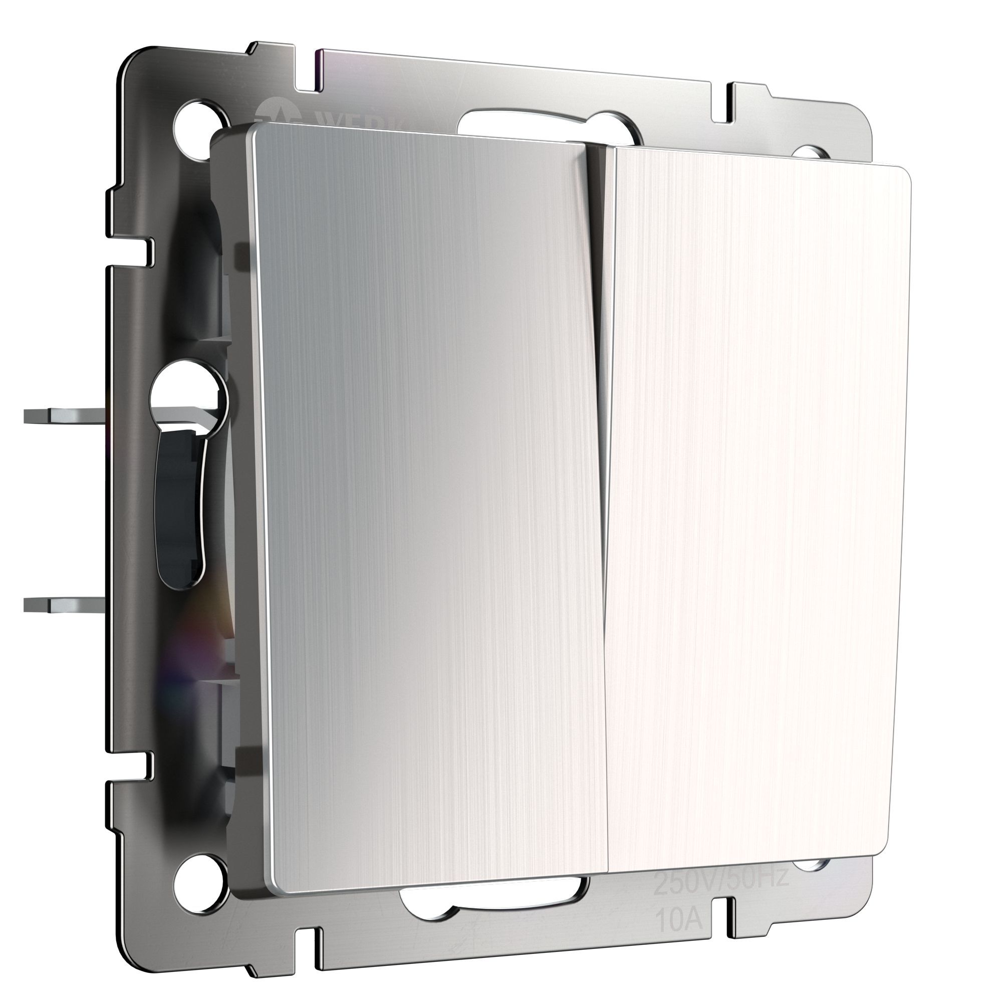 W1120002/Выключатель двухклавишный (глянцевый никель)