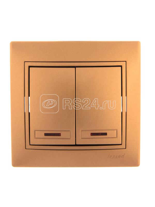 Выключатель MIRA-112 2-кл с инд. метал/зол