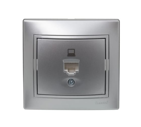 Розетка MIRA-139 RJ-45  комп.,  метал. серый