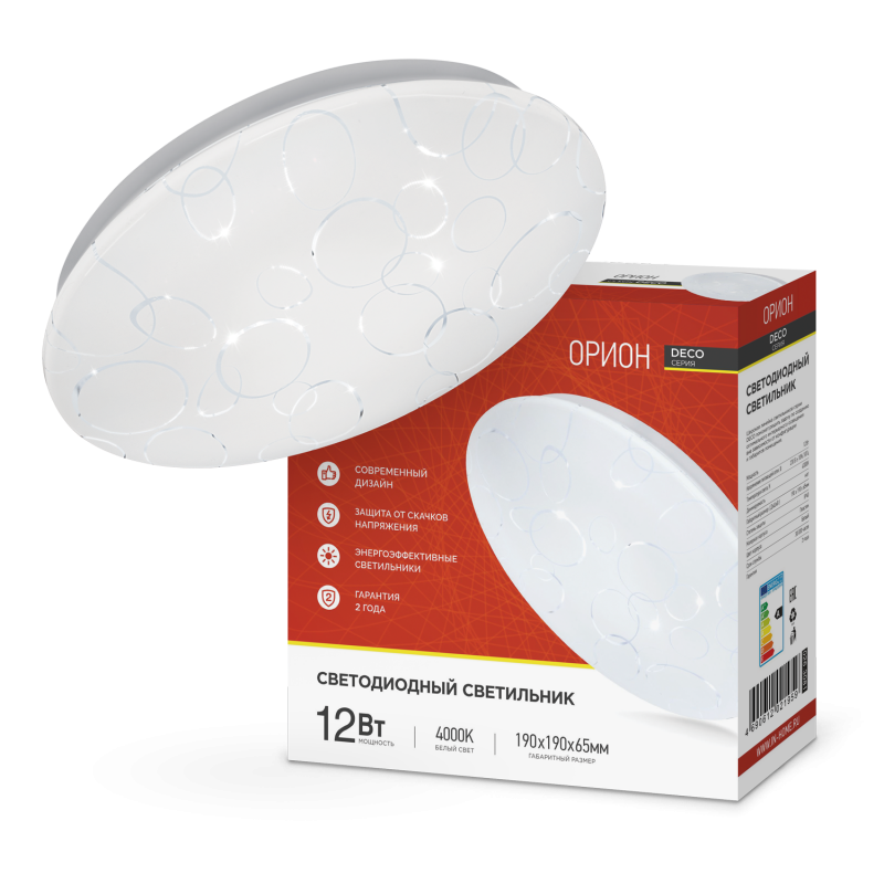 ASD/inHome св-к св/д декоративный 12W(780lm) 4000К 4K 190x65 IP40 DECO ОРИОН 1959