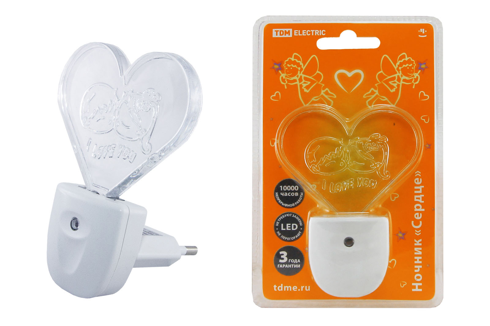 Ночник "Сердце" с датчиком света,светодиодн. 0,3ВтТДМ