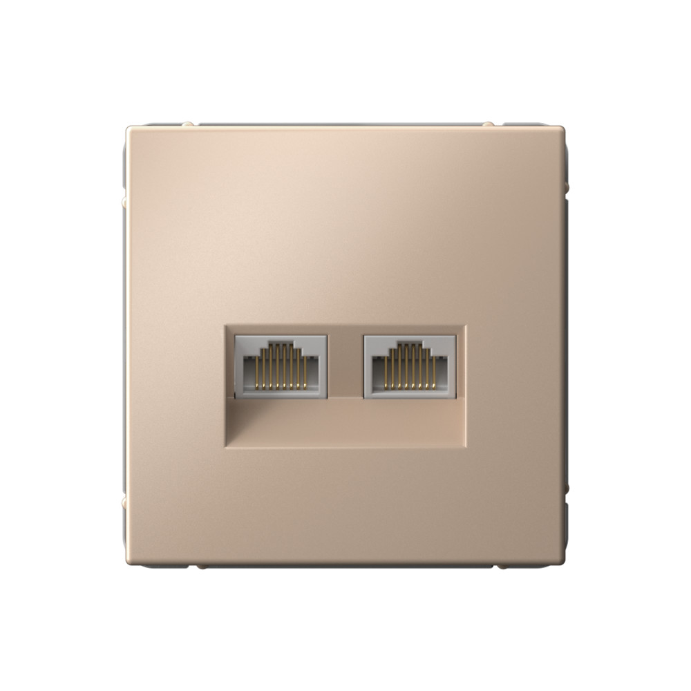 Розетка компьютерная двойная RJ45+RJ45, кат.6А, механизм, ПЕСОЧНЫЙ