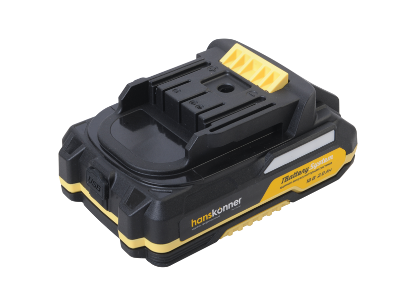 HBP2002 аккумулятор Hanskonner 18 В, 1BatterySystem, 2.0 Ач, USB-разъем