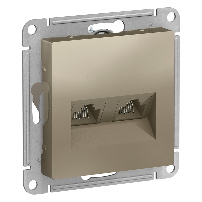 Розетка компьютерная двойная RJ45 AtlasDesign механизм шампань Schneider Electric