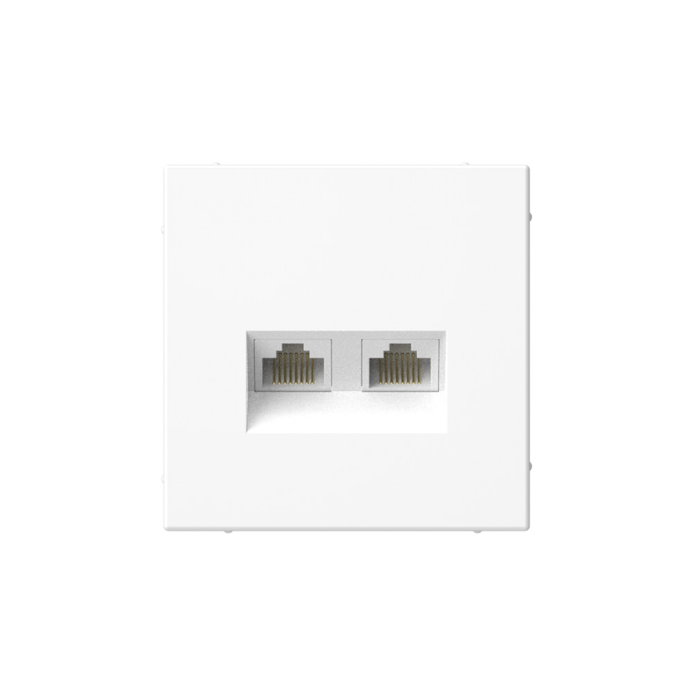 Розетка двойная компьютерная RJ45+RJ45, кат. 5е, механизм, БЕЛЫЙ