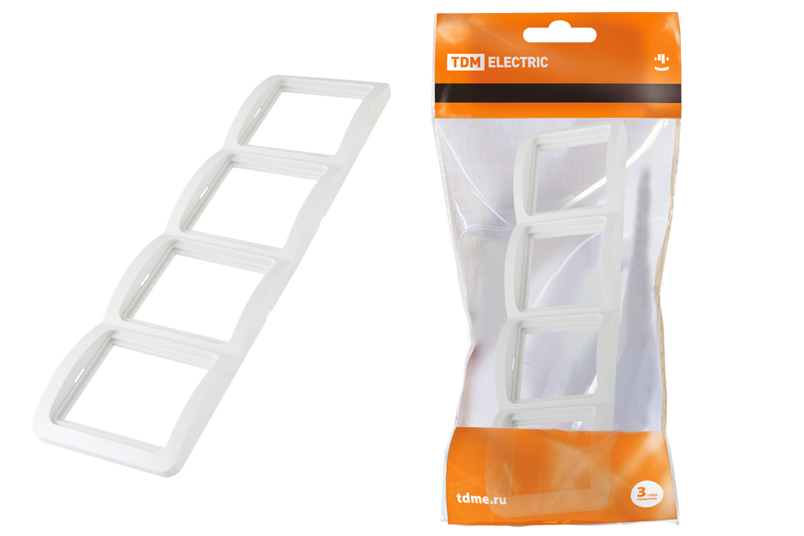 Рамка 4-ая вертикальная белая ""Валдай" TDM