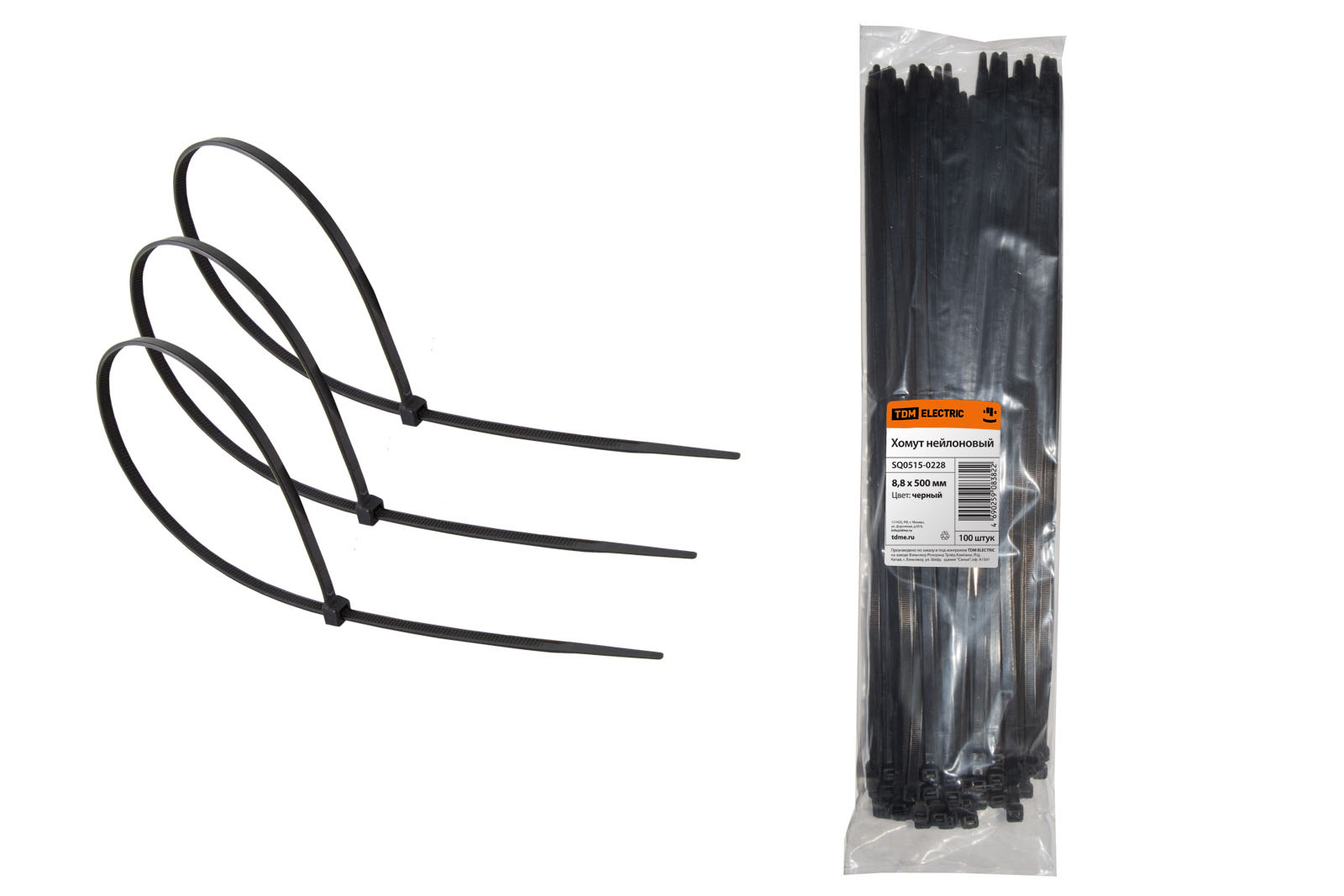 Хомут кабельный  8,8х500мм нейлон (черный) (100шт) TDM