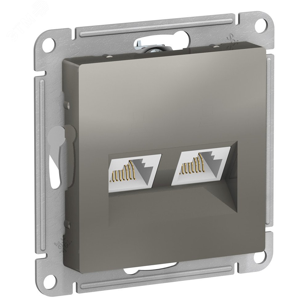 Розетка компьютерная двойная RJ45 AtlasDesign механизм сталь Schneider Electric