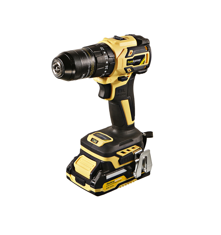 HCD2065BLIC Дрель акк б/щ уд. Hanskonner, 18В, 1BatterySystem, 65Нм,2х2.0Ач,патрон 13мм,кейс HS