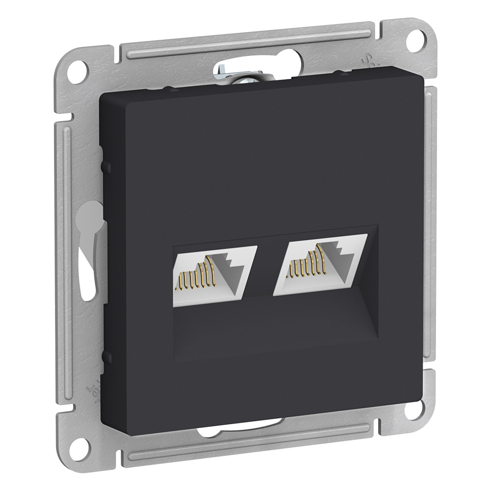 Розетка компьютерная двойная RJ45 AtlasDesign механизм карбон Schneider Electric
