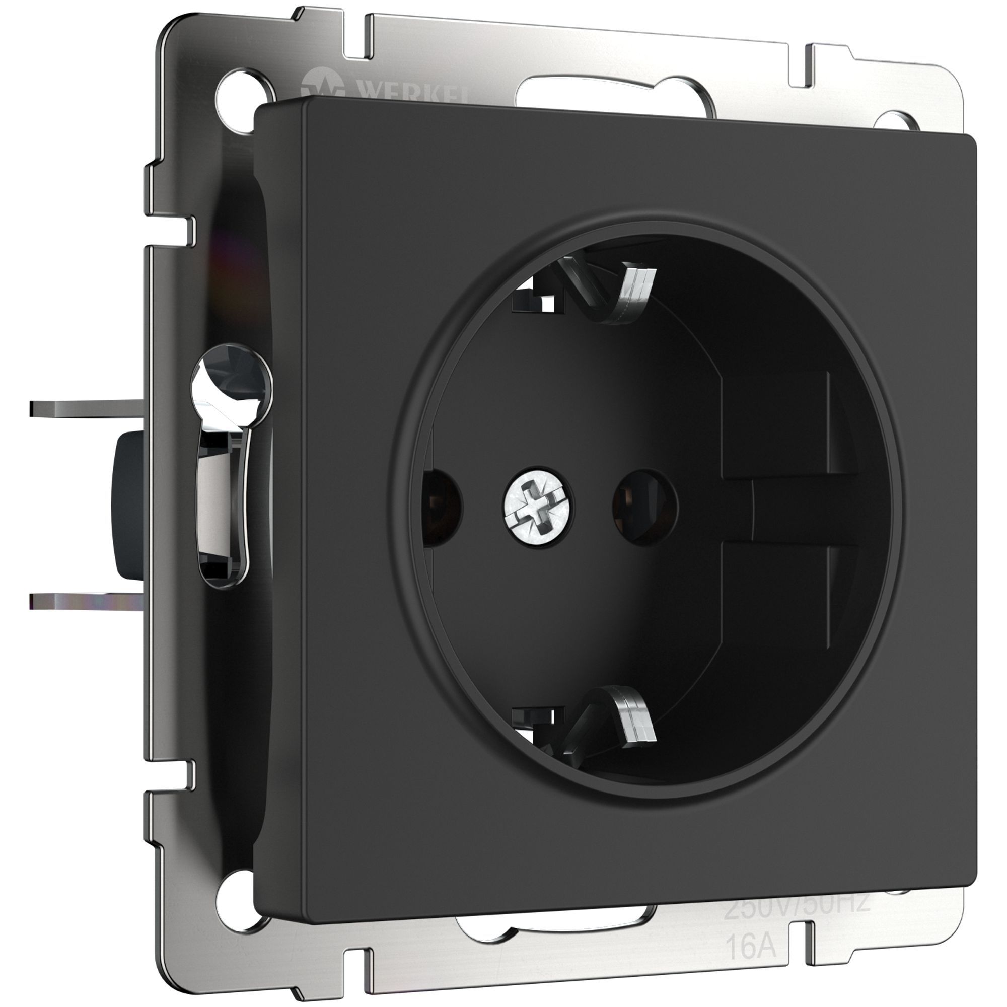 W1171008/ Розетка с заземлением (черный матовый)