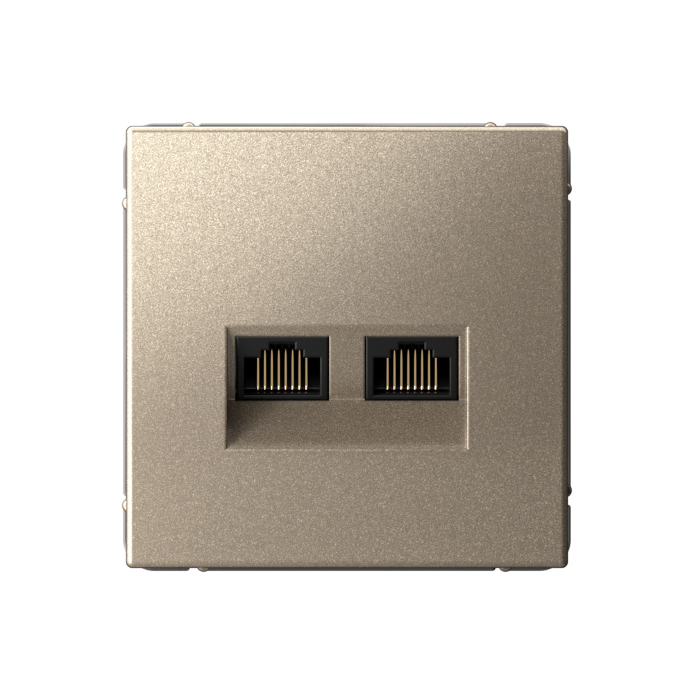 Розетка компьютерная двойная RJ45+RJ45, кат.6А, механизм, ШАМПАНЬ
