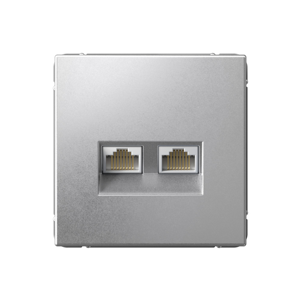Розетка компьютерная двойная RJ45+RJ45, кат.6А, механизм, АЛЮМИНИЙ