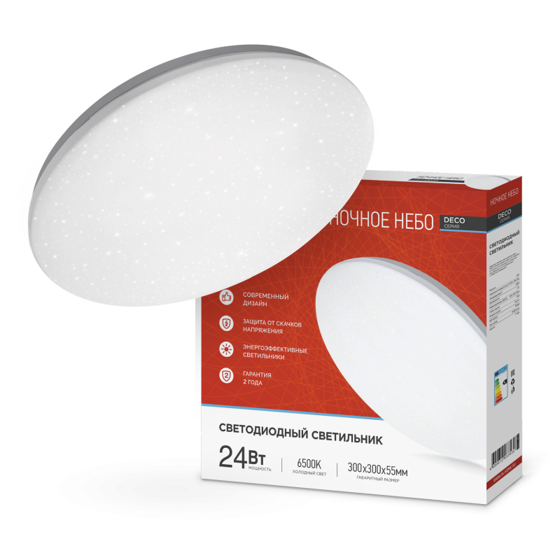 ASD/InHome св-к св/д декоративный 24W(1560lm) 6500K 6K 300x55 IP40 DECO НОЧНОЕ НЕБО 3532