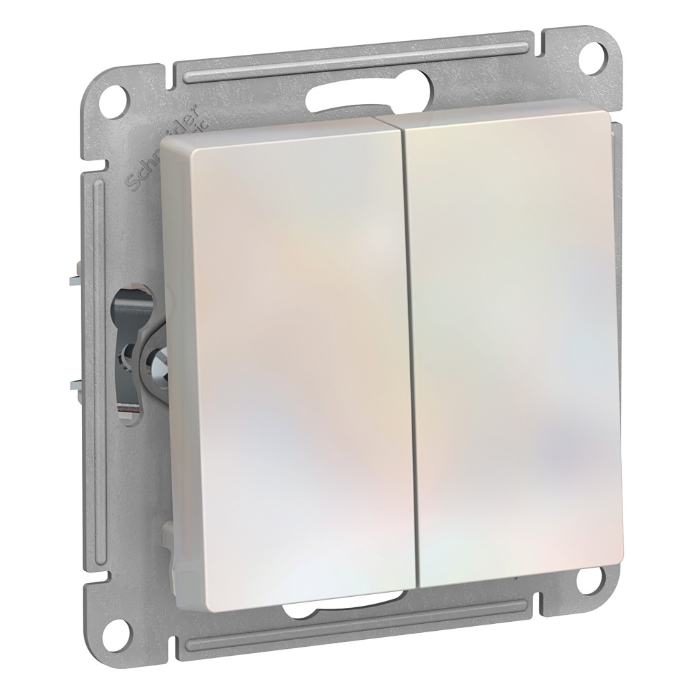 Выключатель 2-клавишный AtlasDesign схема5 10АХ механизм жемчуг. Schneider Electric