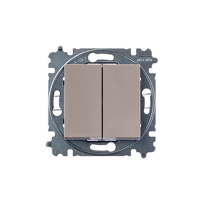 Переключатель двухклавишный ABB Levit кофе макиато / белый