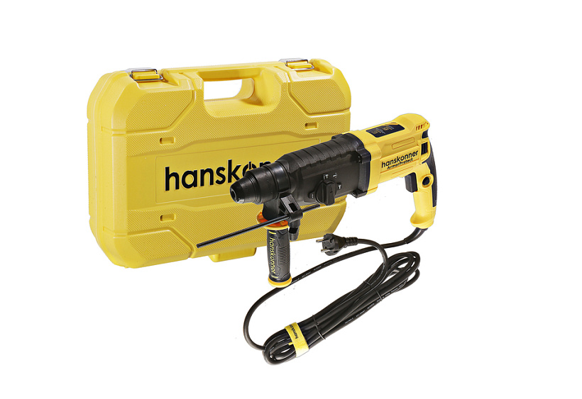 HRH0928LRE Перфоратор Hanskonner, 1050 Вт,28 мм, 3 реж,3.5 Дж,0-5500 уд/м,0-1200 об/м,4м рез.каб.кей