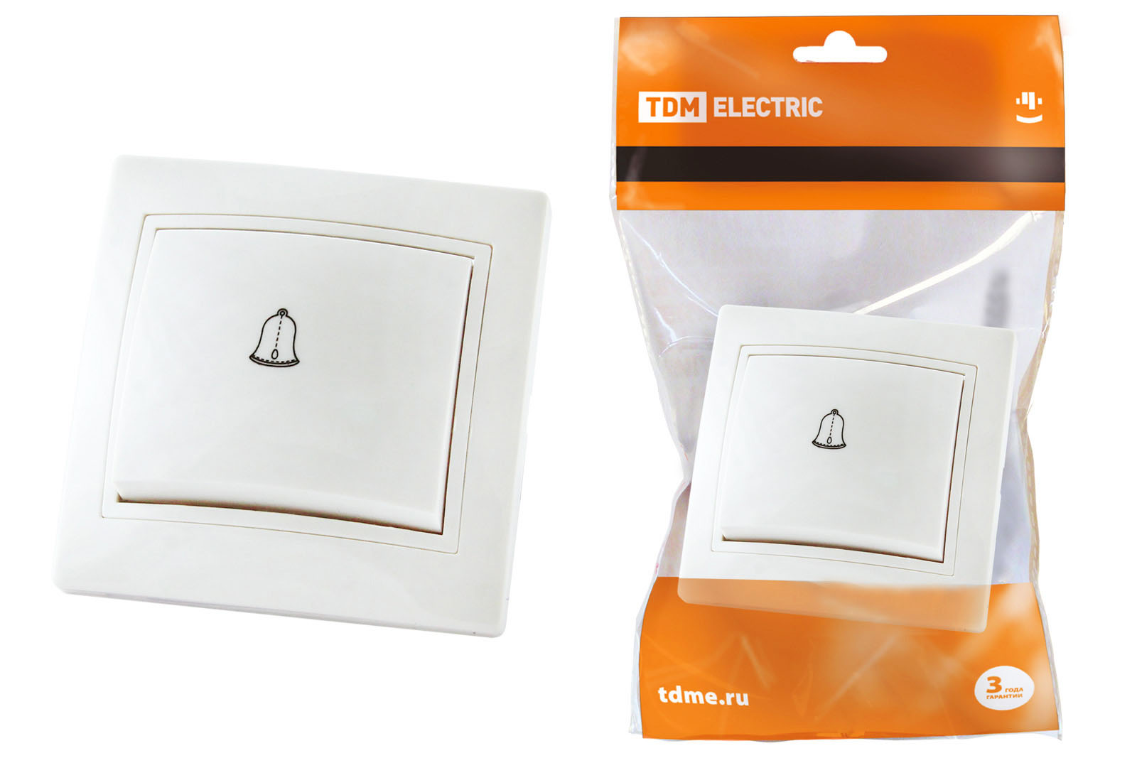 Кнопка звонковая 6А белая "Таймыр" TDM											