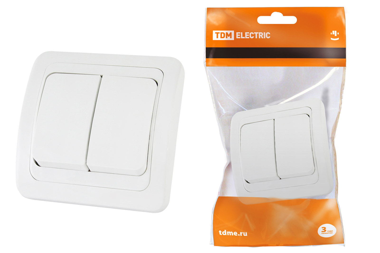 Выключатель 2-кл. 10А белый ""Валдай"" TDM