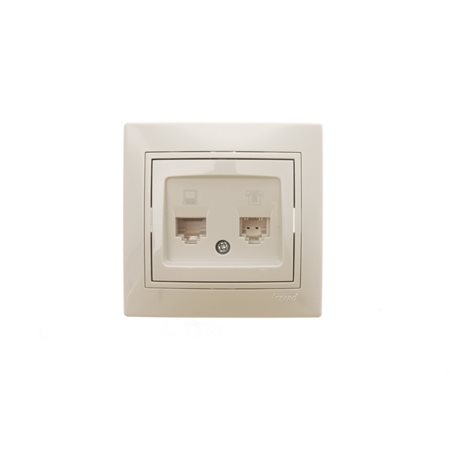 Розетка MIRA-143 RJ-11/45  комп+тел., крем/крем