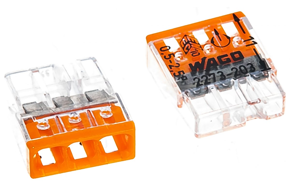 Клемма 3x2.5мм оранжевая/прозрачная 2273-203 WAGO