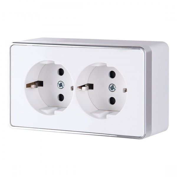 Розетка двойная с заземлением Gallant (белая)