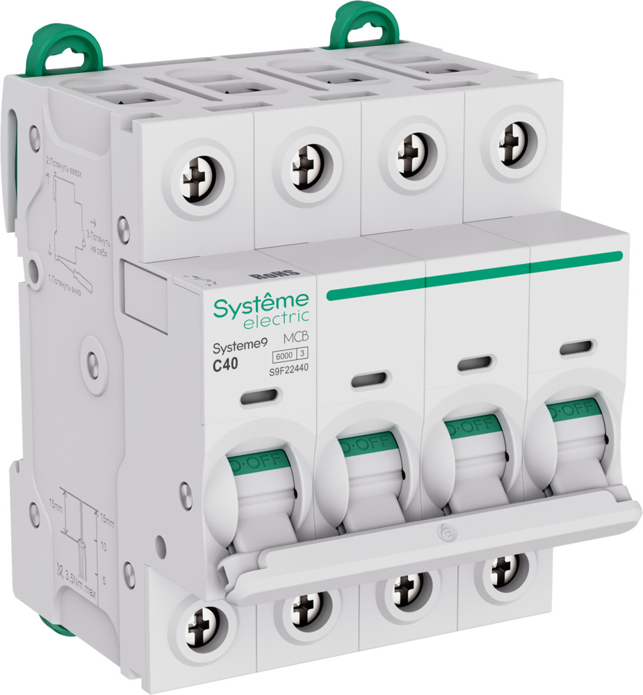 Автоматический выключатель Systeme9 C 4P 40A 6kA