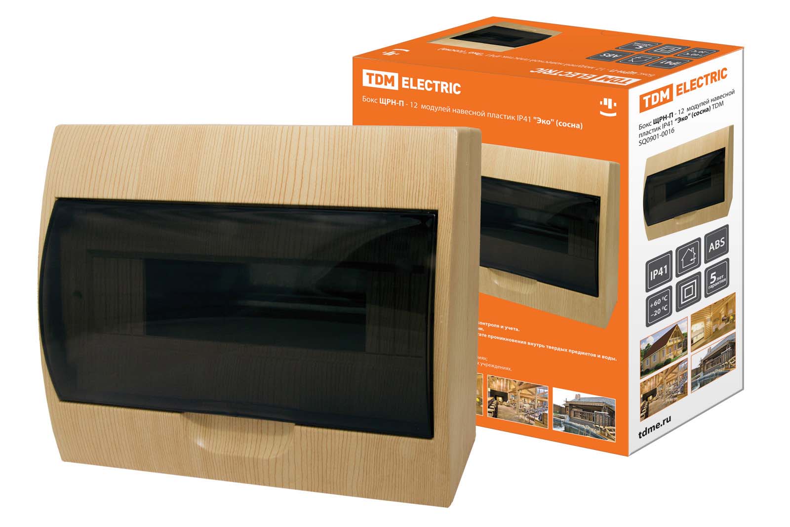 Бокс ЩРН-П-12модулей навесной пластик IP40 "Эко" соснаTDM