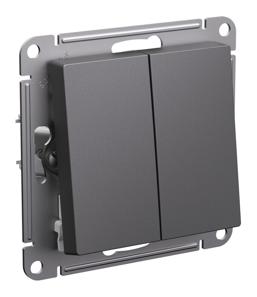 2-клавишный ПЕРЕКЛЮЧАТЕЛЬ, сх.6/2 10АХ, механизм, БАЗАЛЬТ