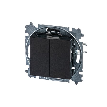 Переключатель двухклавишный ABB Levit антрацит / дымчатый чёрный