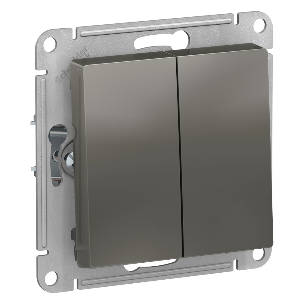 Выключатель 2-клавишный AtlasDesign схема5 10АХ механизм сталь Schneider Electric