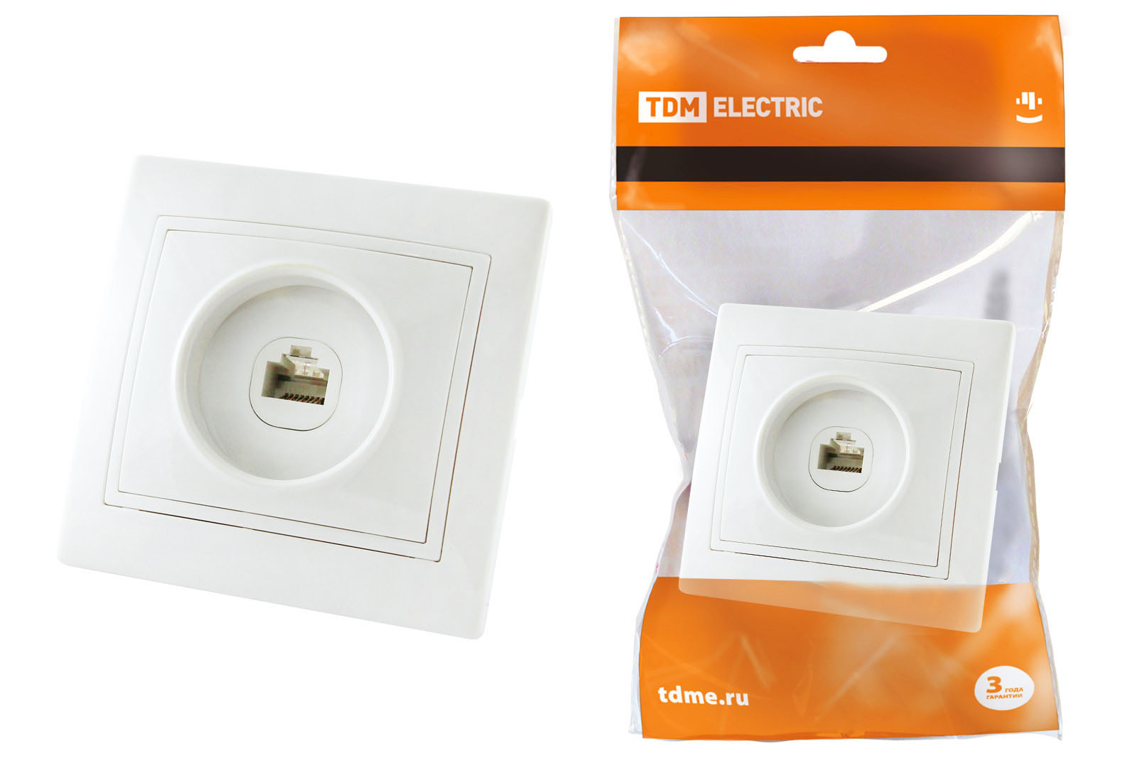 Розетка телефон. RJ11 белая "Таймыр" TDM