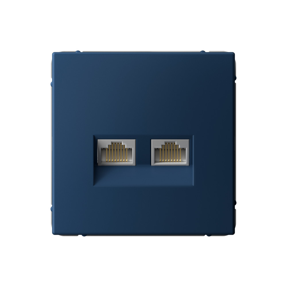 Розетка компьютерная двойная RJ45+RJ45, кат.6А, механизм, АКВАМАРИН
