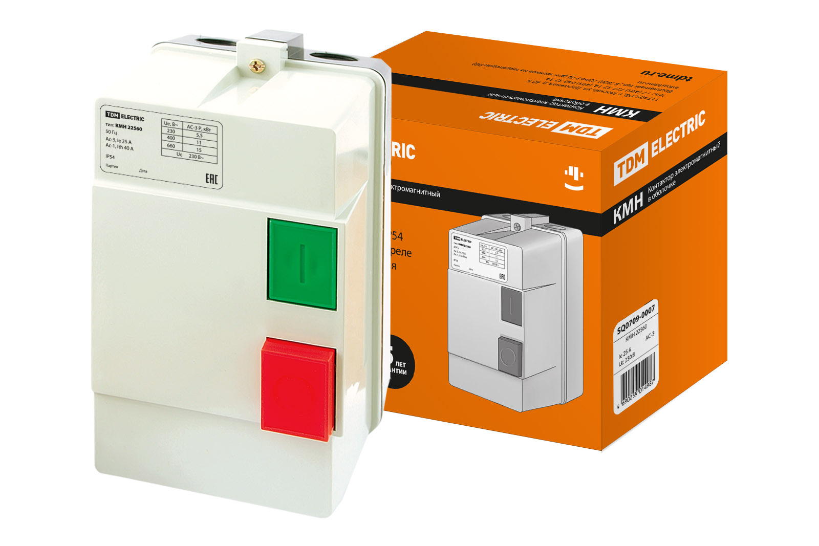 Контактор КМН-22560 25А в оболочке Ue=220B/АС3 IP54 TDM