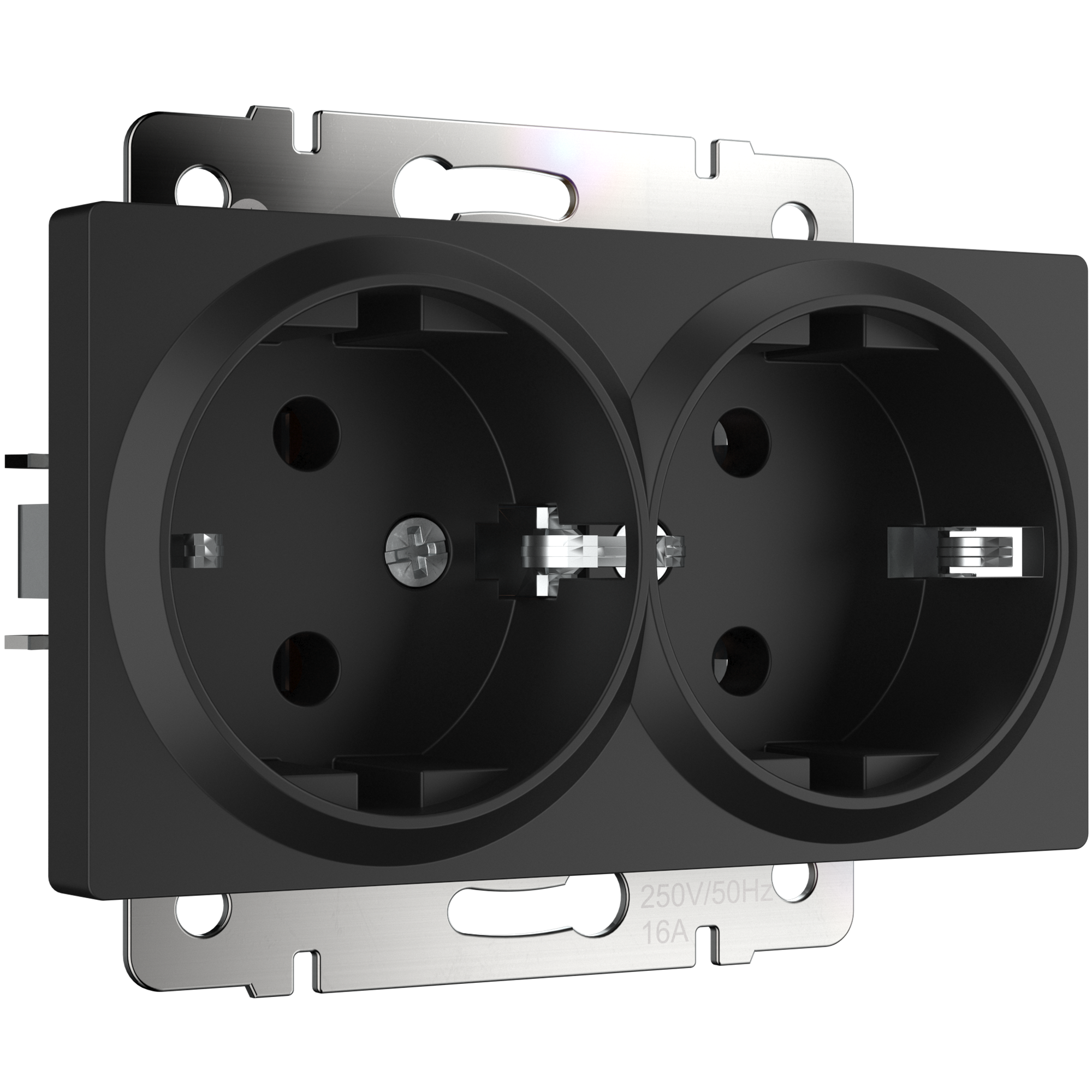 W1172008/ Розетка двойная с заземлением (черный матовый)