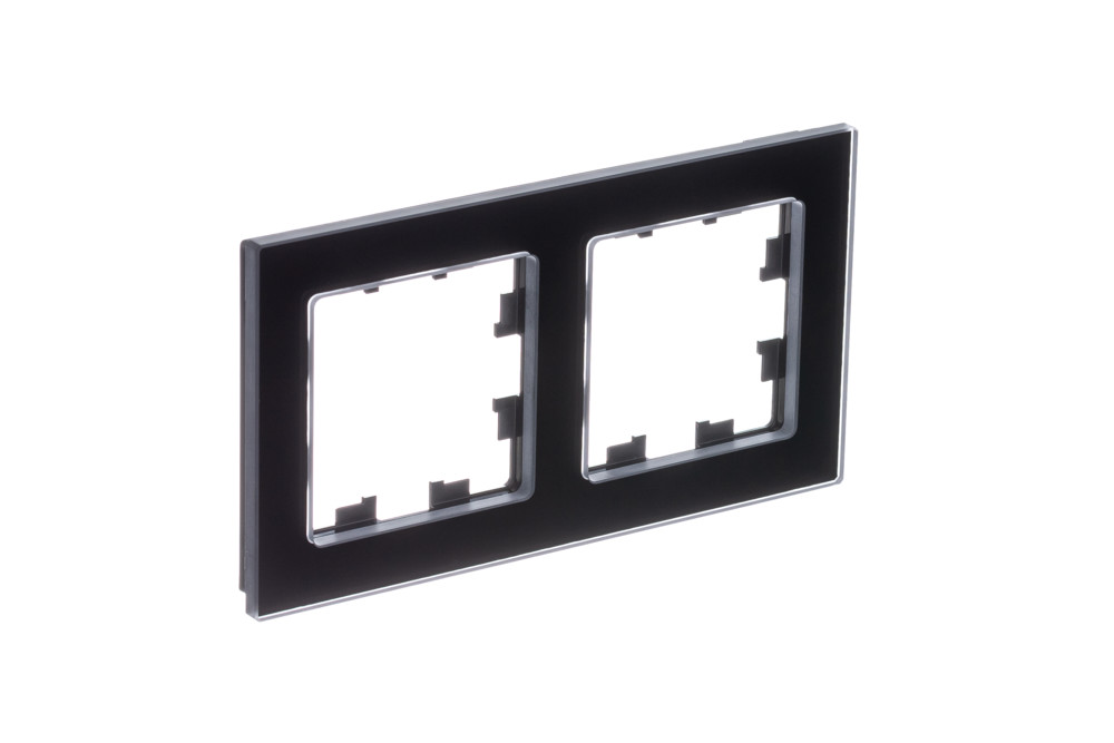 Рамка 2-м AtlasDesign Nature натуральное стекло, черный