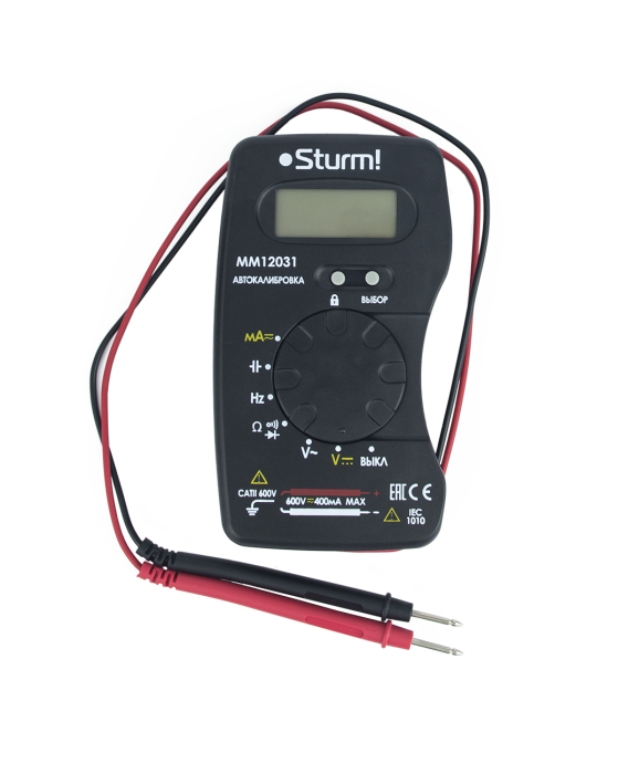 Мультиметр Sturm!, ЖК дисплей, АВТОДИАПАЗОН,4-500В MM12031