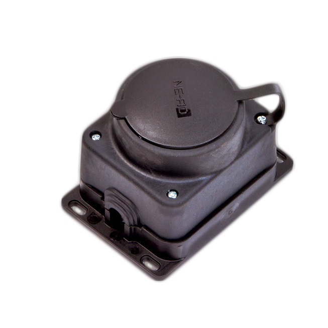 Колодка штепсельная 1-гн. с/з 16А, IP44 (каучук)