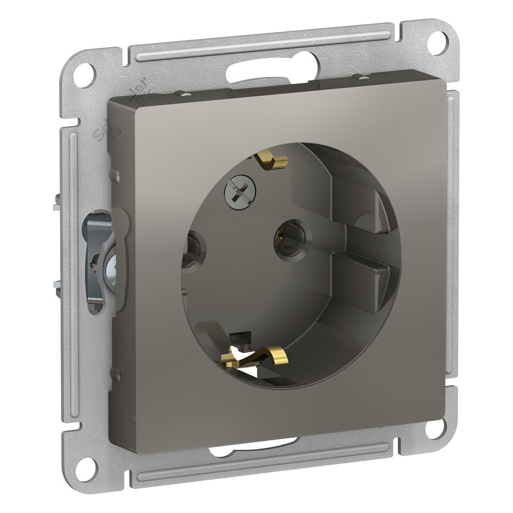 Розетка с з/к AtlasDesign 16А механизм сталь Schneider Electric