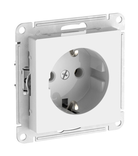Розетка с заземлением, 16А, мех., быстрозажим. клем. AtlasDesign Белый