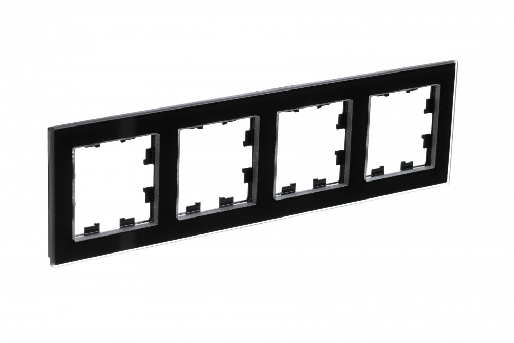 Рамка 4-м AtlasDesign Nature стекло черн. 