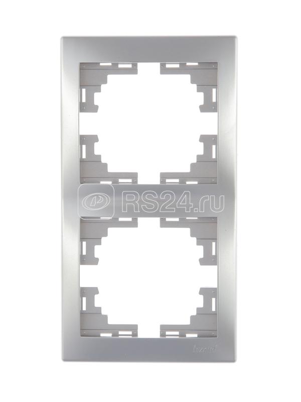 Рамка MIRA-152 2-ая вертик., метал/сер