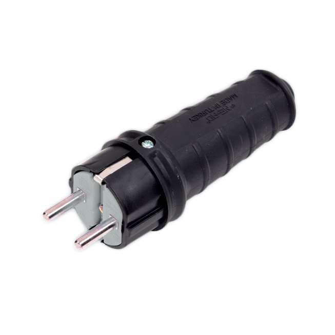 Вилка штепсельная прямая с/з 16А Евро (каучук)