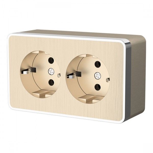 W5072110/ Розетка двойная с заземлением Gallant (шампань рифленый)