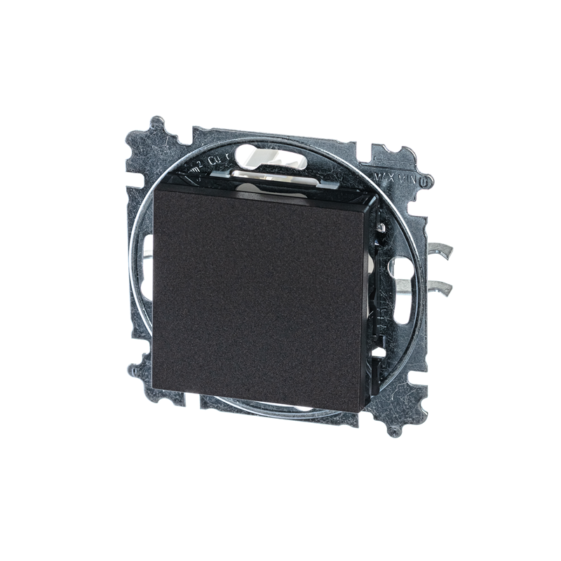 Переключатель одноклавишный ABB Levit антрацит / дымчатый чёрный