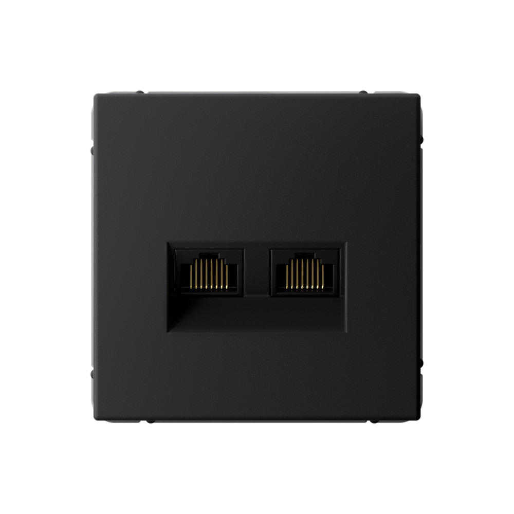 Розетка компьютерная двойная RJ45+RJ45, кат.6А, механизм, КАРБОН